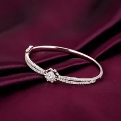 Silver Zircon Flower Bracelet