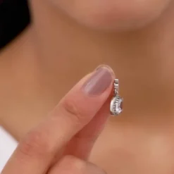 Silver Zircon Halo Earrings