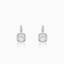 Silver Zircon Halo Earrings