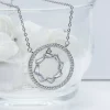 Silver Zircon Halo Necklace