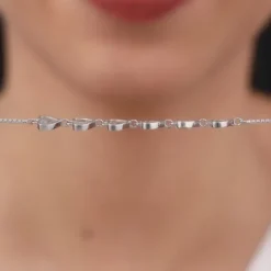 Silver Zircon Heart String Bracelet