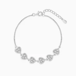 Silver Zircon Heart String Bracelet