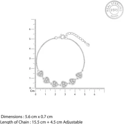 Silver Zircon Heart String Bracelet