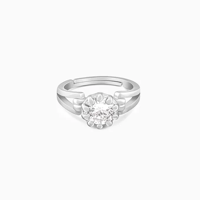 Silver Zircon Loop Ring