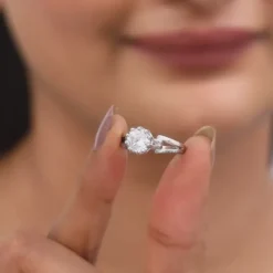Silver Zircon Loop Ring