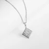 Silver Zircon Maze Pendant with Link Chain