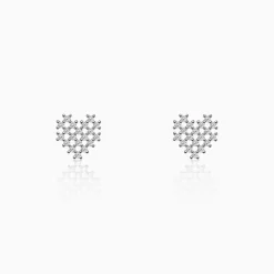 Silver Zircon Mini Heart Studs