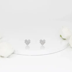 Silver Zircon Mini Heart Studs