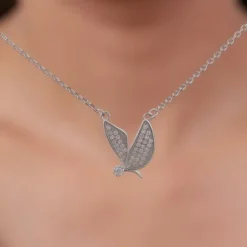 Silver Zircon Mockingbird Necklace