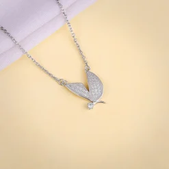 Silver Zircon Mockingbird Necklace