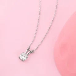 Silver Zircon Pendant with Link Chain