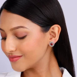 Silver Zircon Ruby Sunshine Studs
