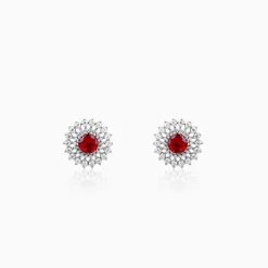 Silver Zircon Ruby Sunshine Studs