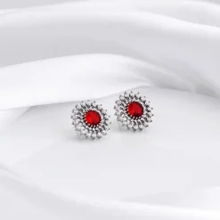 Silver Zircon Ruby Sunshine Studs