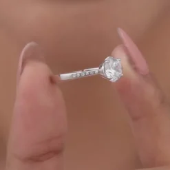 Silver Zircon Shimmer Flower Ring