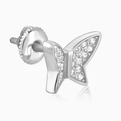 Silver Zircon Shining Butterfly Studs