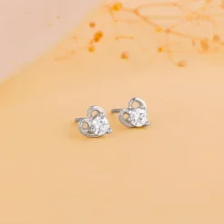 Silver Zircon Small Heart Studs