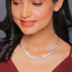 Silver Zircon Solitaire Necklace
