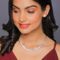 Silver Zircon Solitaire Set