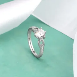 Silver Zircon Sparkling Loop Ring