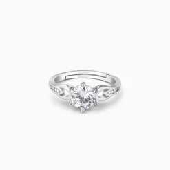 Silver Zircon Sparkling Loop Ring