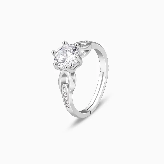 Silver Zircon Sparkling Loop Ring