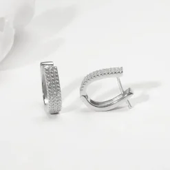 Silver Zircon Sparkling Stud Earrings