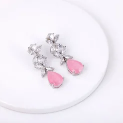 Silver Zircon Studded Magical Drop Earrings
