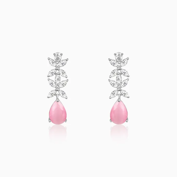Silver Zircon Studded Magical Drop Earrings