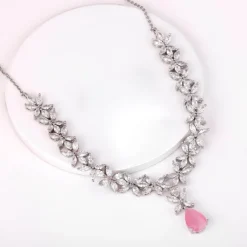 Silver Zircon Studded Magical Drop Necklace
