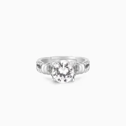 Silver Zircon Studded Ring