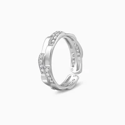 Silver Zircon Studded Sparkle Ring For Him