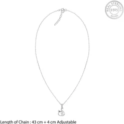 Silver Zircon Swan Pendant with Link Chain