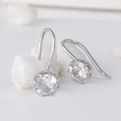 Silver Zircon Tiny Stud Earrings