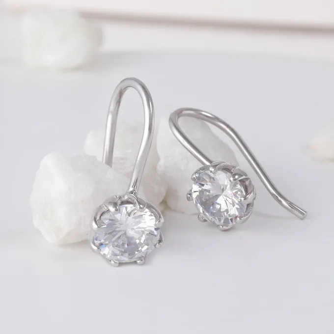 Silver Zircon Tiny Stud Earrings
