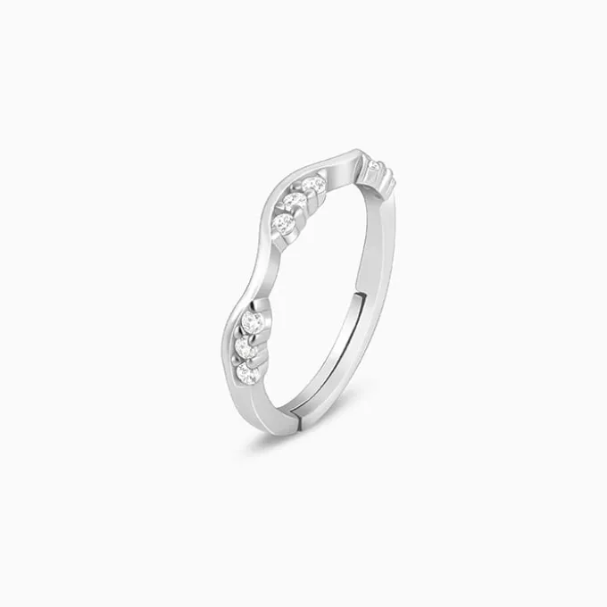 Silver Zircon Tune of Wave Ring
