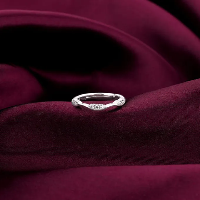 Silver Zircon Tune of Wave Ring