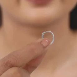 Silver Zircon Twinkling Hoop Earrings