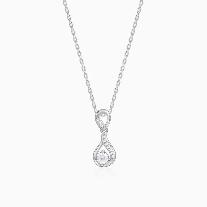 Silver Zircon Twist Necklace