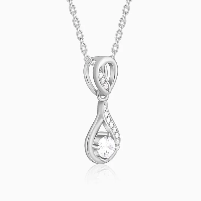 Silver Zircon Twist Necklace