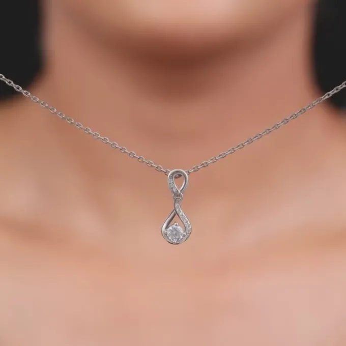 Silver Zircon Twist Necklace