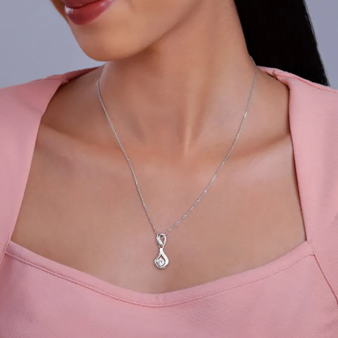 Silver Zircon Twist Necklace