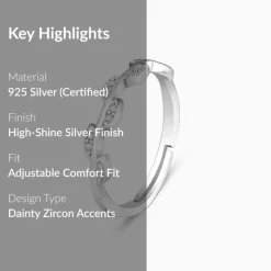 Silver Zircon Vine Shine Ring