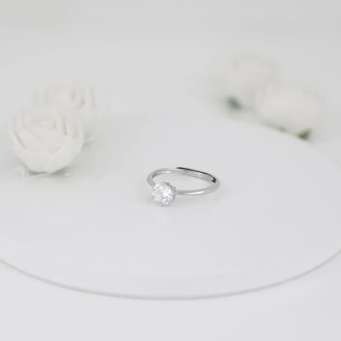 Silver Zircon Vintage Ring Set