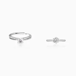 Silver Zircon Vintage Ring Set