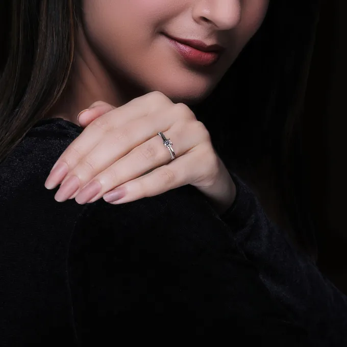 Silver Zircon Vintage Ring Set