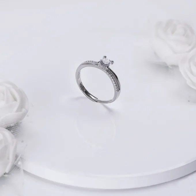 Silver Zircon Vintage Ring Set