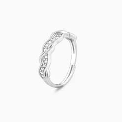 Silver Zircon Winding Wave Ring