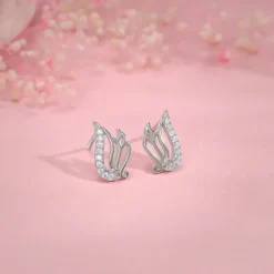 Silver Zircon Winged Earrings