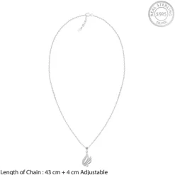 Silver Zircon Winged Pendant With Link Chain